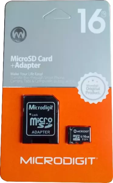16GB MICRODIGIT microSD card+Adapter- Memory Card